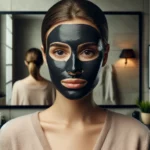 Persona applica maschera peel off nera per pulizia profonda dei pori.